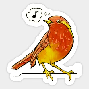 orange and yellow songbird Sticker